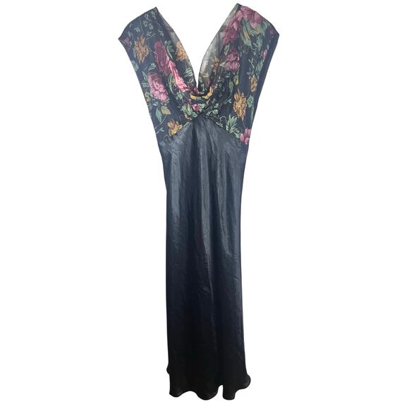Vintage Victoria’s Secret Floral Cowl Neck Cap Sleeve Nightgown Gold Label Sm - Picture 1 of 6